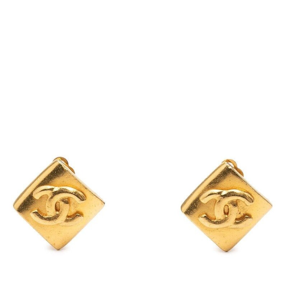 Chanel CC Logo Plated Earrings Gold